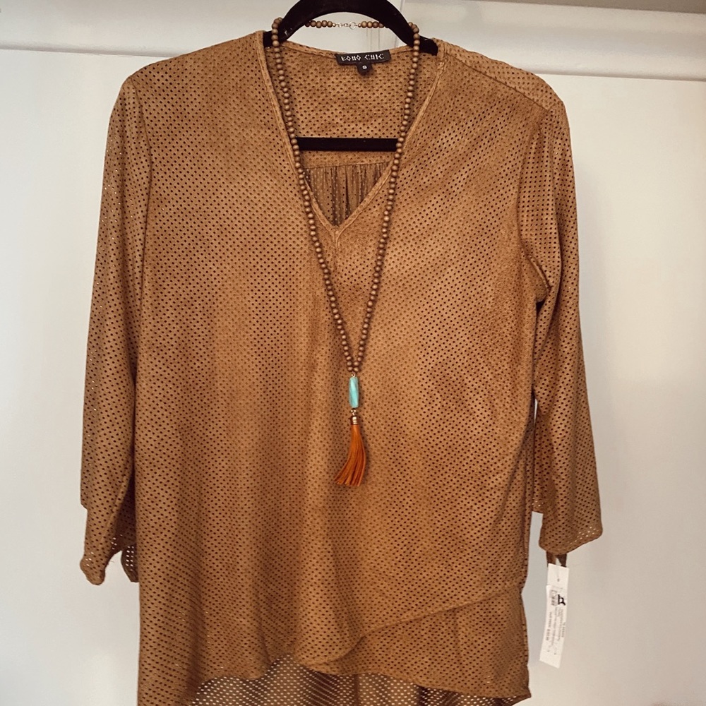 Cognac suede tunic